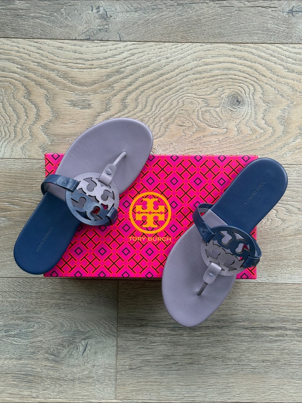 Tory Burch Miller Dark Lotus/Bermuda Miller Soft Leather Thong Sandals 9 - Picture 6 of 13